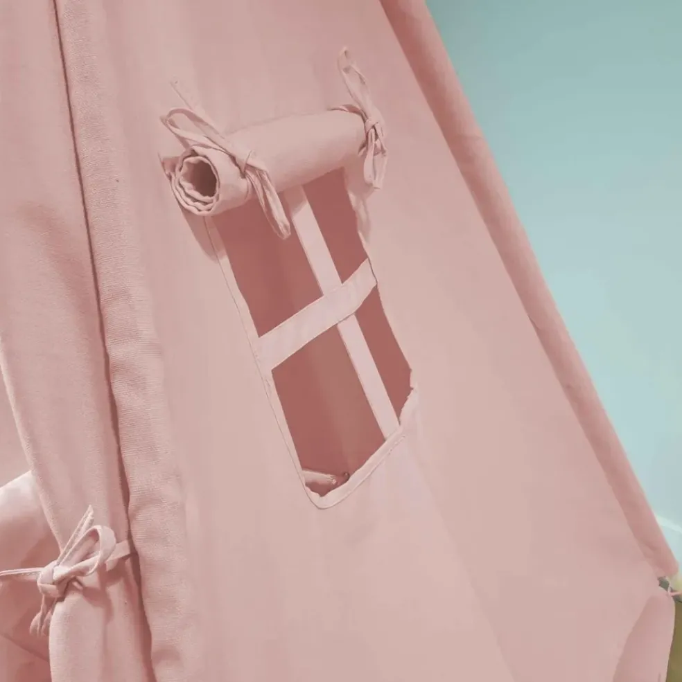 Tente tipi rose pour enfant bois FSC et coton Alba de Sunny
