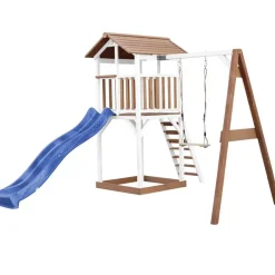 Tour Beach Tower en bois blanc/brun, toboggan et balançoire Axi