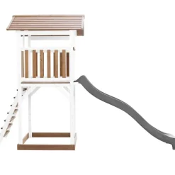 Tour de jeu en bois blanc et marron avec grand toboggan Beach Tower Axi