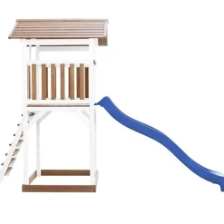Tour de jeu en bois blanc et marron avec grand toboggan Beach Tower Axi
