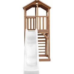 Tour de jeu en bois marron avec grand toboggan Beach Tower Axi