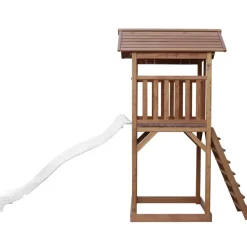 Tour de jeu en bois marron avec grand toboggan Beach Tower Axi