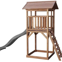 Tour de jeu en bois marron avec grand toboggan Beach Tower Axi