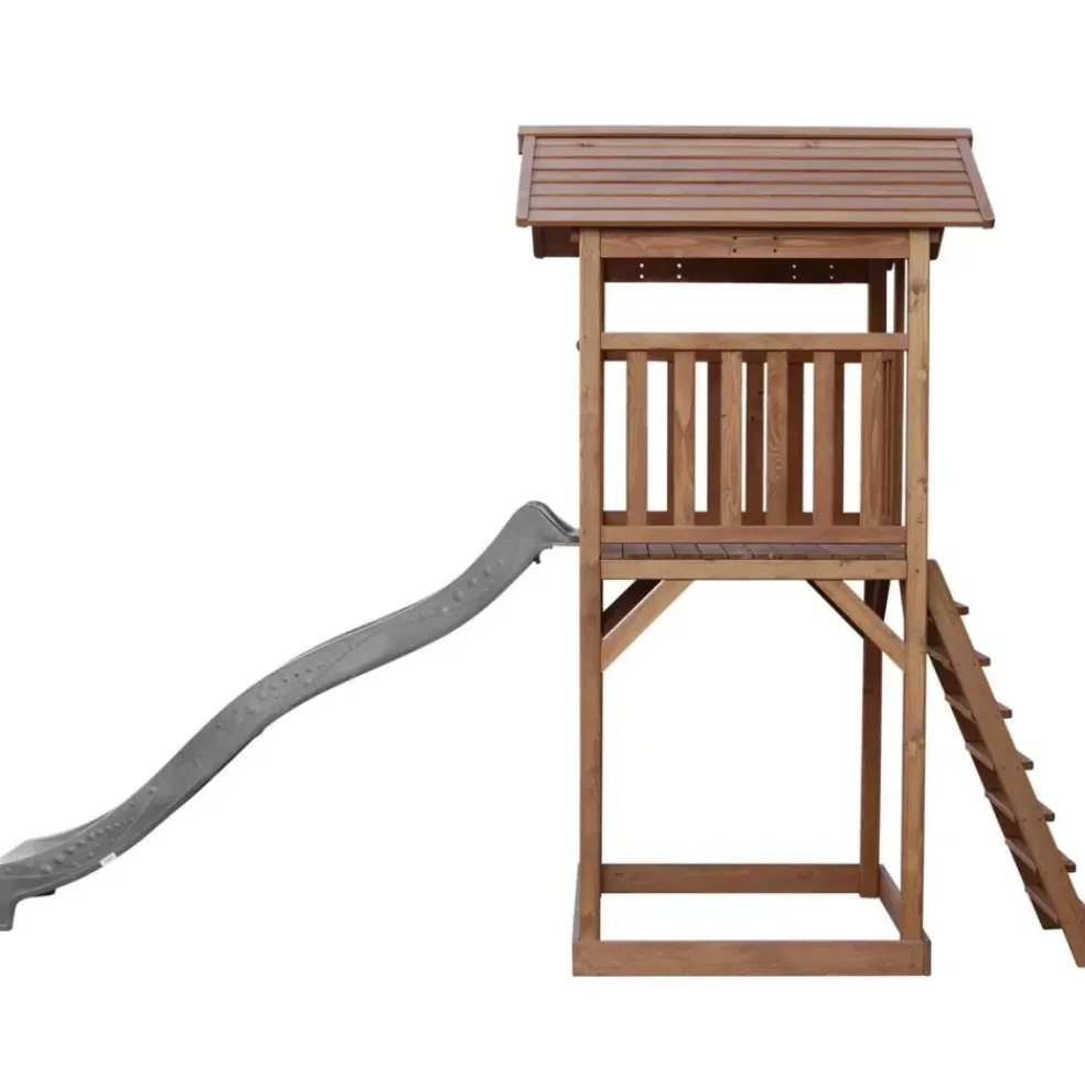 Tour de jeu en bois marron avec grand toboggan Beach Tower Axi