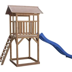 Tour de jeu en bois marron avec grand toboggan Beach Tower Axi
