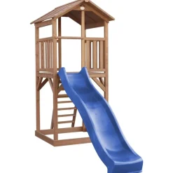 Tour de jeu en bois marron avec grand toboggan Beach Tower Axi