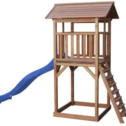 Tour de jeu en bois marron avec grand toboggan Beach Tower Axi