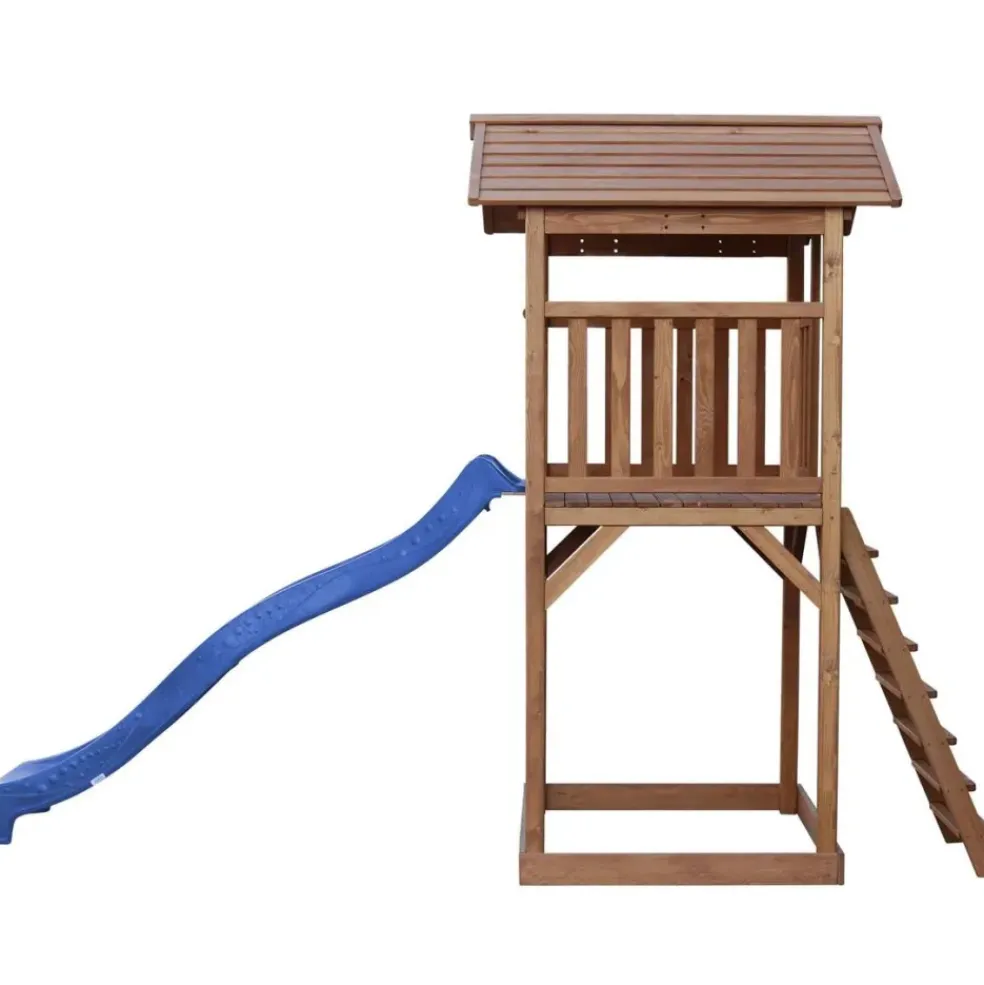 Tour de jeu en bois marron avec grand toboggan Beach Tower Axi