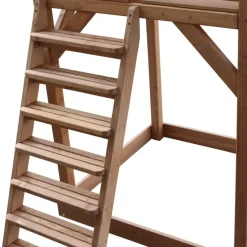 Tour de jeu en bois marron avec grand toboggan et 1 banaçoire Beach Tower Axi