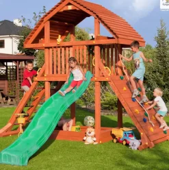 Tour de jeux Giant avec toboggan, mur et corde d'escalade de Fungoo