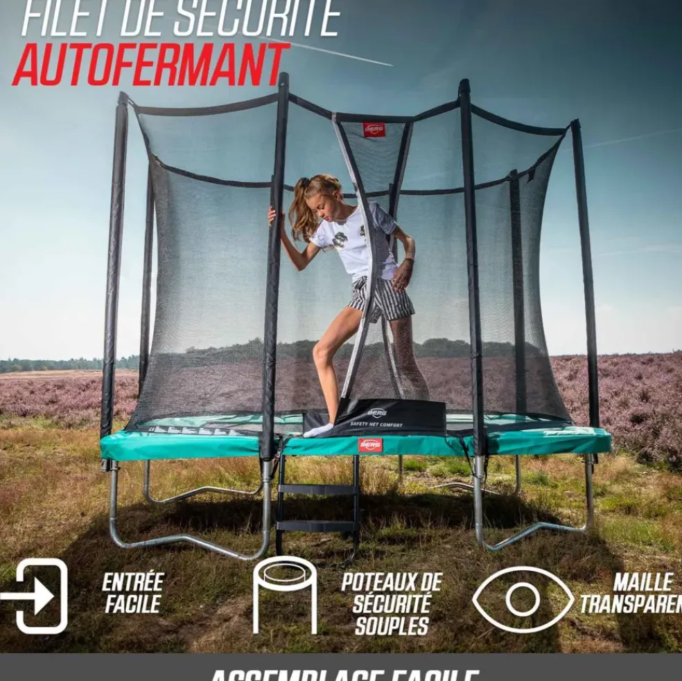 Trampoline 380 BERG noir Regular Favorit et filet + Echelle offerte
