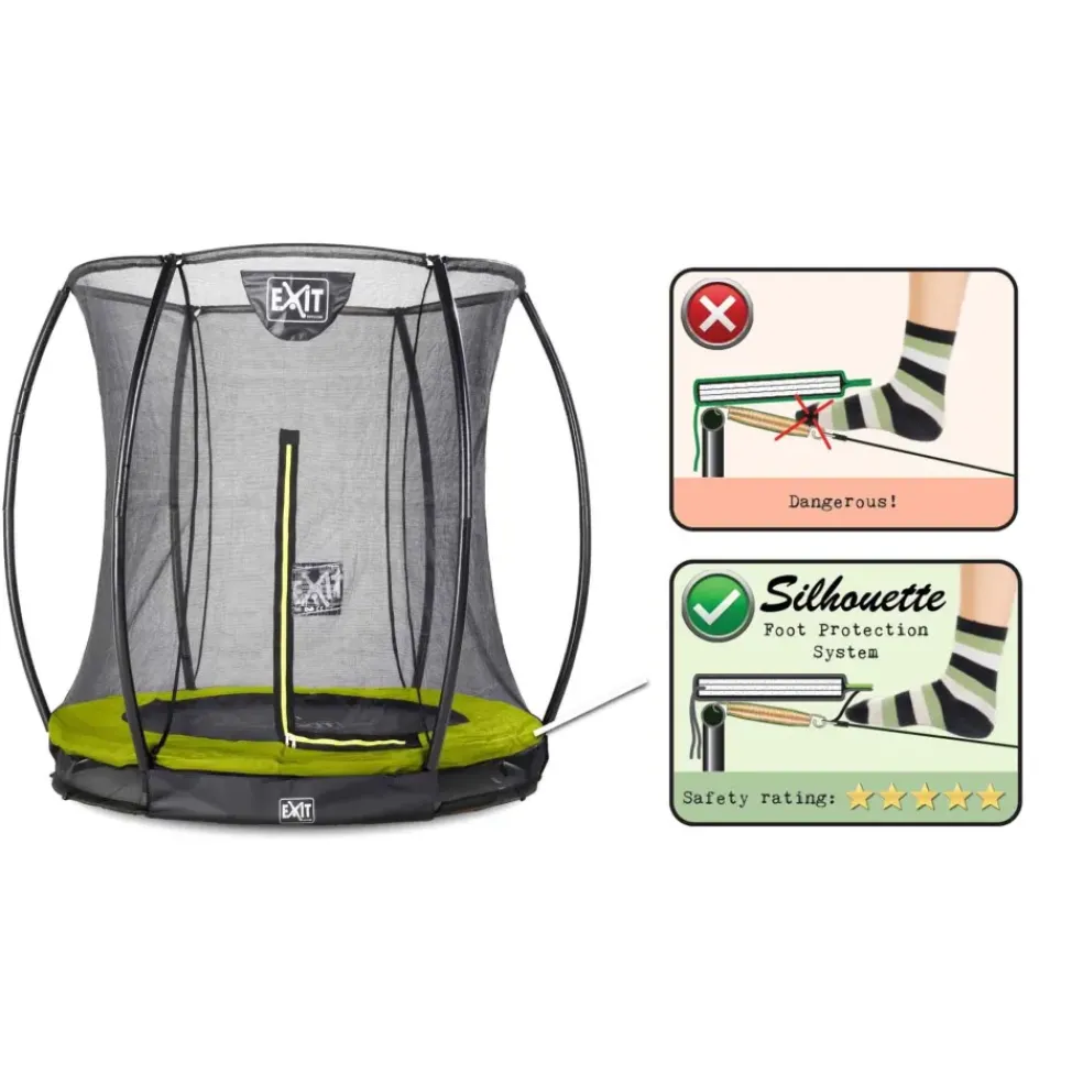 Trampoline enterré rond 183cm noir et filet de sécurité Sihouette EXIT