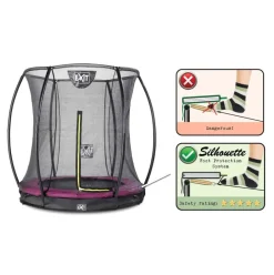 Trampoline enterré rond 183cm noir et filet de sécurité Sihouette EXIT