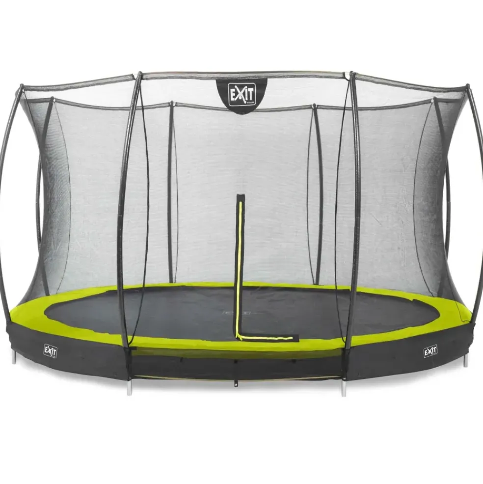Trampoline enterré rond 427cm vert et filet de sécurité Sihouette EXIT