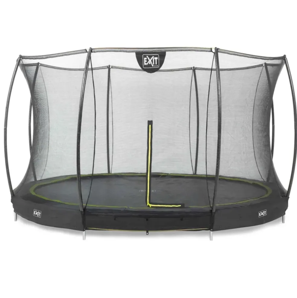 Trampoline enterré rond 366cm noir et filet de sécurité Sihouette EXIT