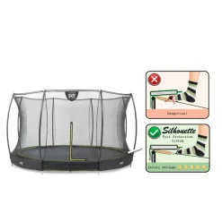 Trampoline enterré rond 366cm noir et filet de sécurité Sihouette EXIT