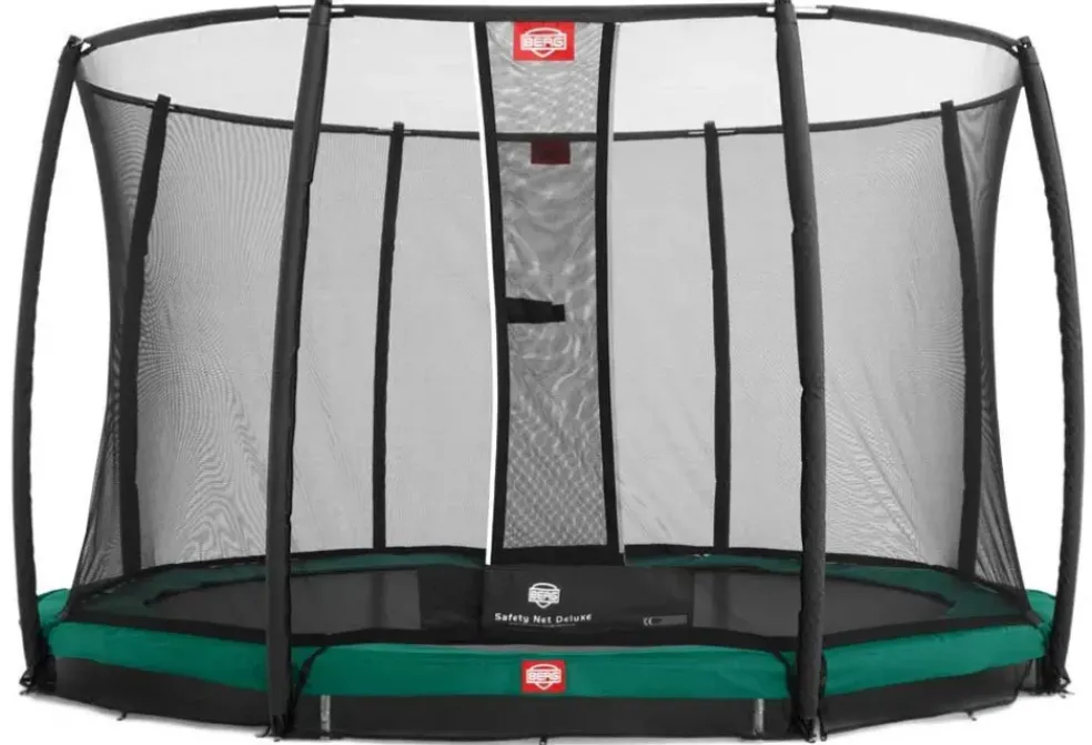 Trampoline enterré vert 380cm Champion + filet - BERG