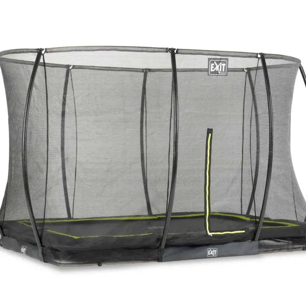 Trampoline enterré 244x366cm noir et filet de sécurité Sihouette EXIT