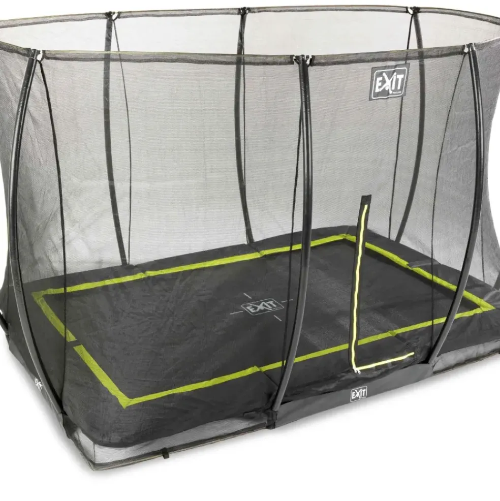 Trampoline enterré 244x366cm noir et filet de sécurité Sihouette EXIT