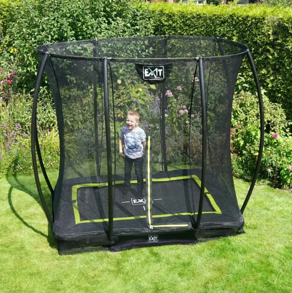 Trampoline enterré 153x214cm noir et filet de sécurité Sihouette EXIT
