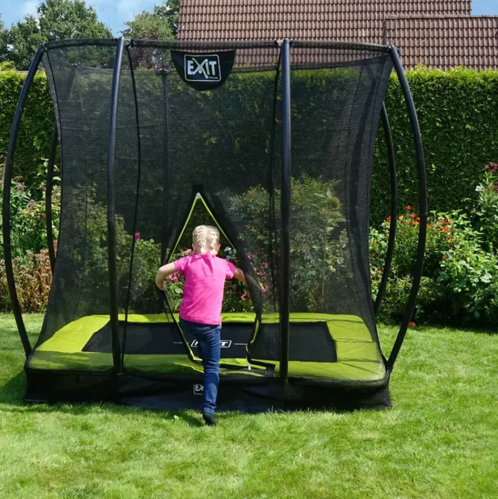 Trampoline enterré 153x214cm noir et filet de sécurité Sihouette EXIT