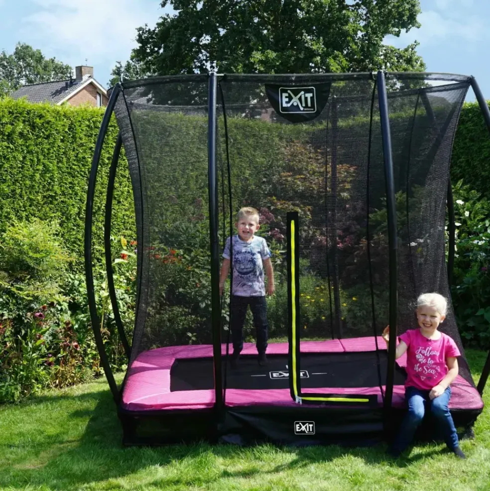Trampoline enterré 153x214cm noir et filet de sécurité Sihouette EXIT