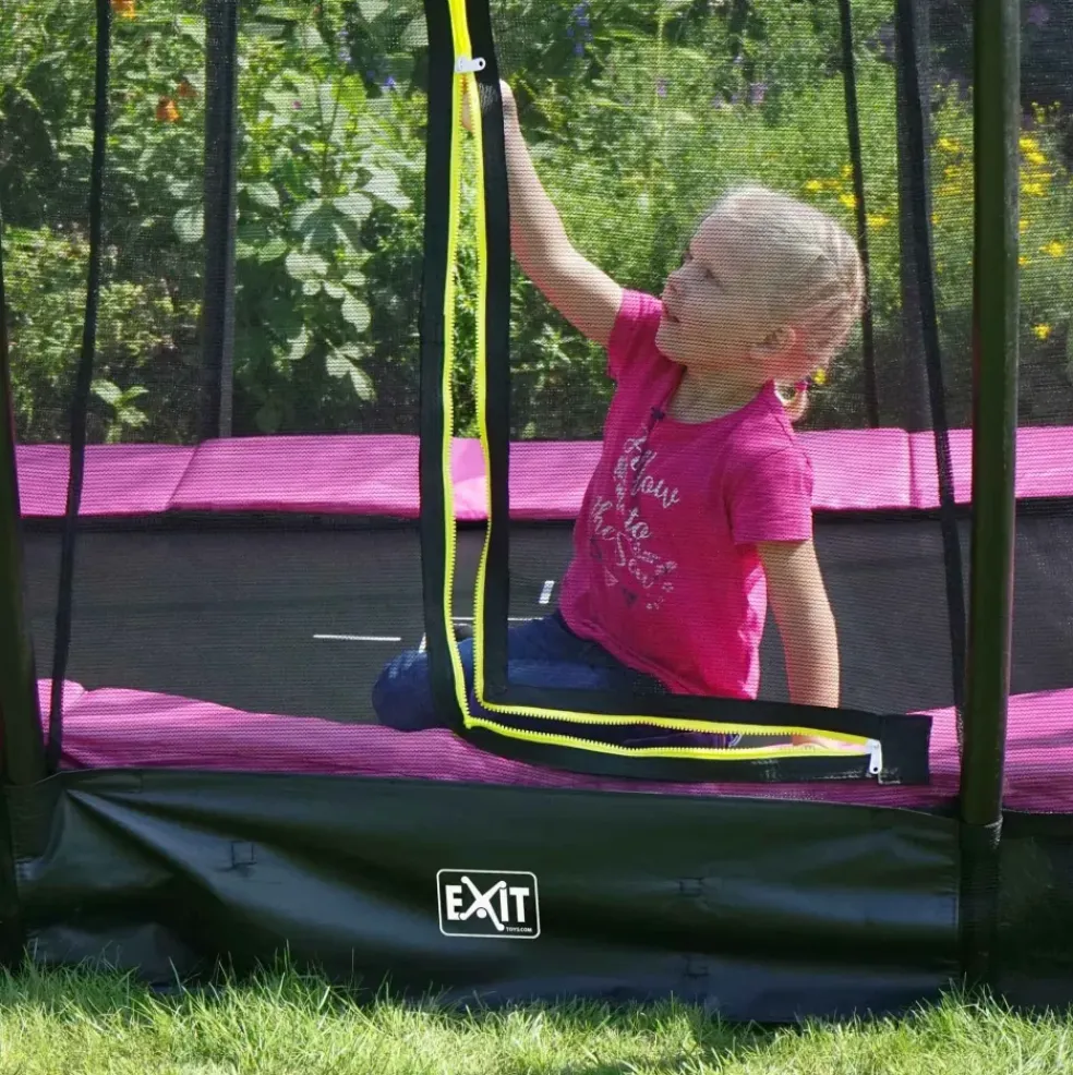 Trampoline enterré 153x214cm noir et filet de sécurité Sihouette EXIT