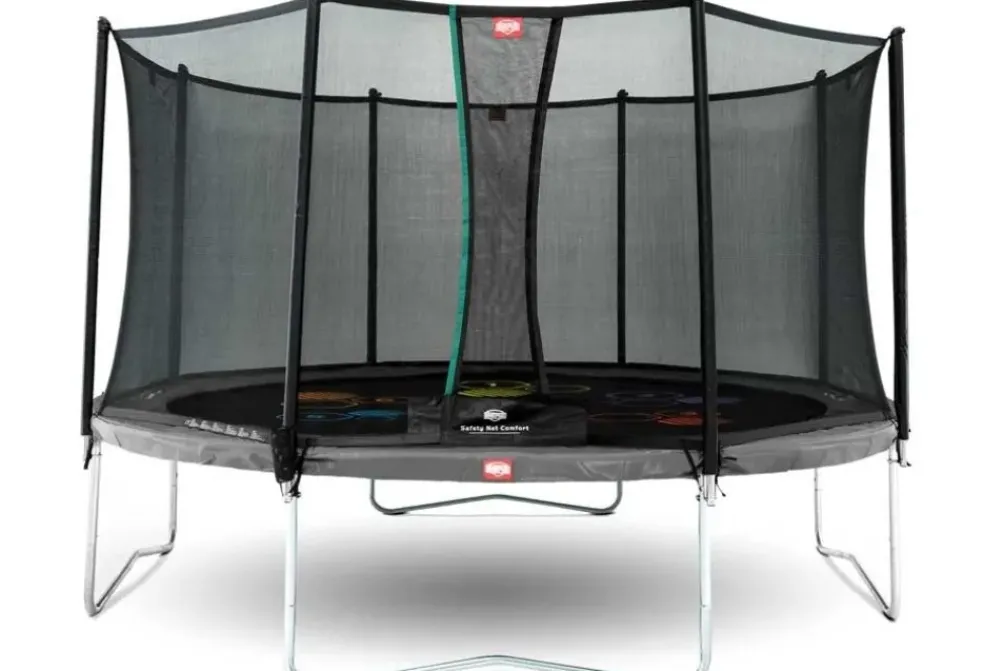 Trampoline imprimé Gris 430cm Favorit Levels et filet BERG + Echelle offerte