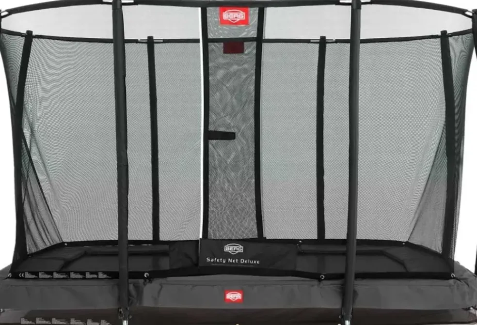 Trampoline rectangle gris enterré 330 Champion + filet - BERG