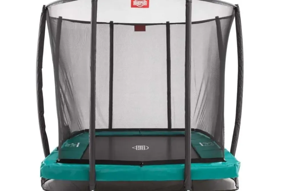 Trampoline rectangle gris enterré 330 Champion + filet - BERG