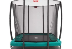 Trampoline rectangle vert enterré 330 Champion + filet - BERG