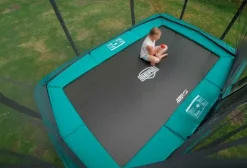 Trampoline rectangle vert enterré 330 Champion + filet - BERG
