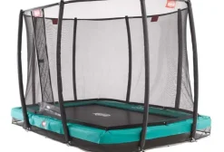 Trampoline rectangle vert enterré 330 Champion + filet - BERG