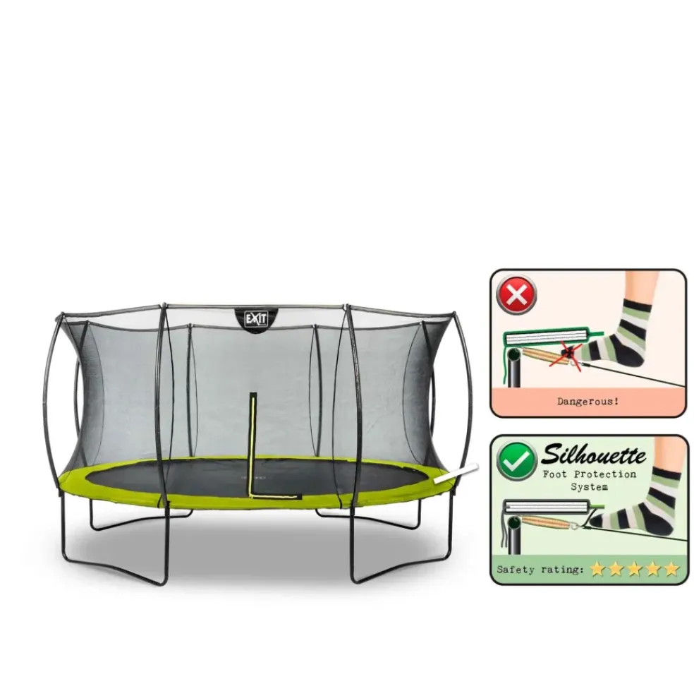 Trampoline sur pieds 153x214cm noir et filet de sécurité Sihouette EXIT