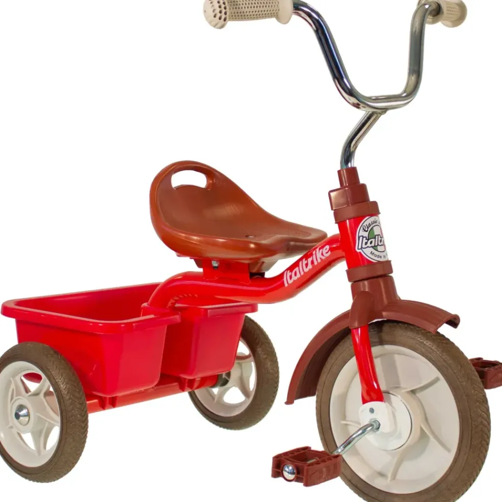 Tricycle en métal rouge avec benne Transporter Italtrike