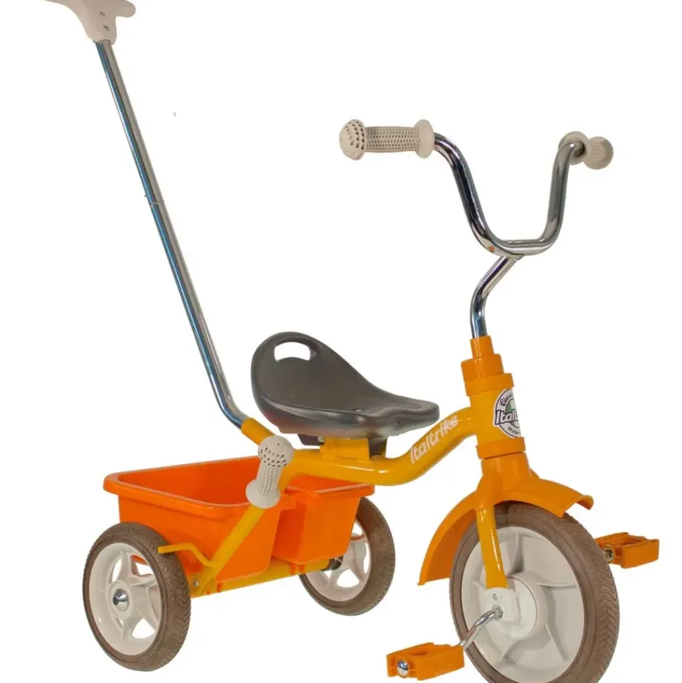 Tricycle orange avec canne et benne Passenger Italtrike