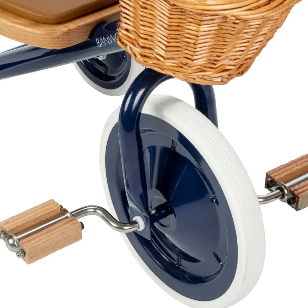 Tricycle vintage en métal bleu marine Banwood