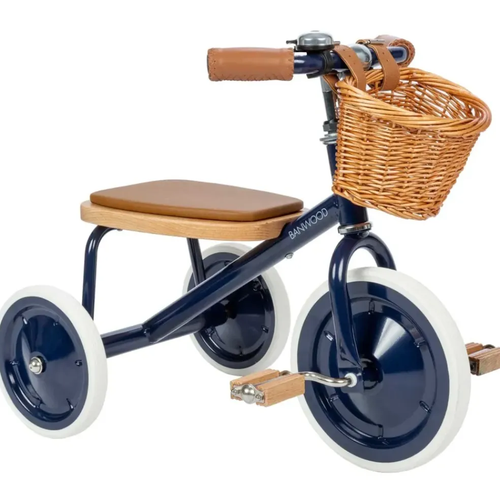 Tricycle vintage en métal bleu marine Banwood